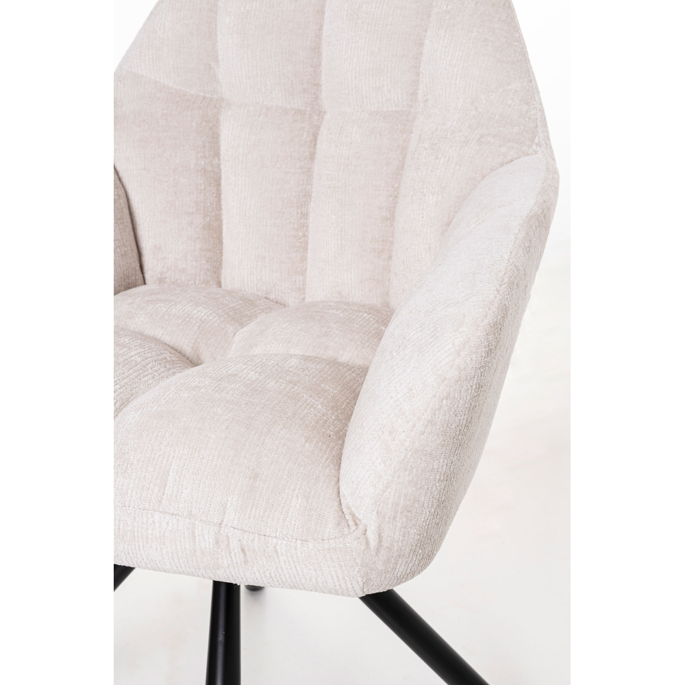 SILLA IRIS GIRATORIA 360º. TAPIZADO BEIGE, PATAS METAL NEGRO