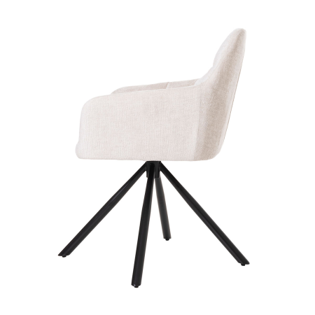 SILLA IRIS GIRATORIA 360º. TAPIZADO BEIGE, PATAS METAL NEGRO