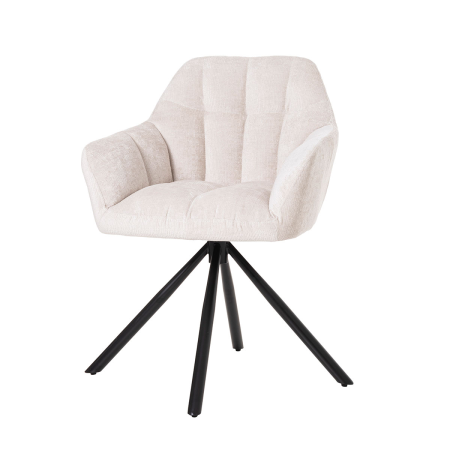 SILLA IRIS GIRATORIA 360º. TAPIZADO BEIGE, PATAS METAL NEGRO