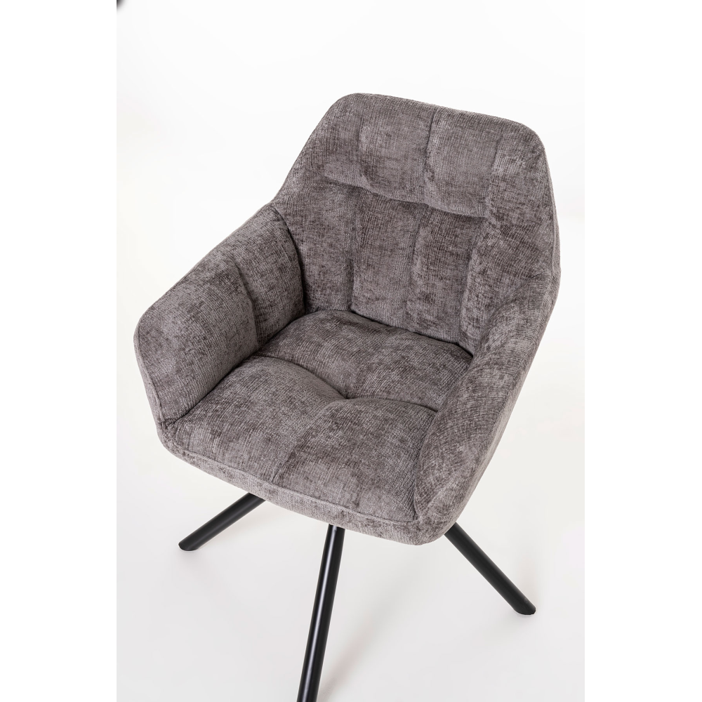 SILLA IRIS GIRATORIA 360º. TAPIZADO GRIS OSCURO, PATAS METAL NEGRO