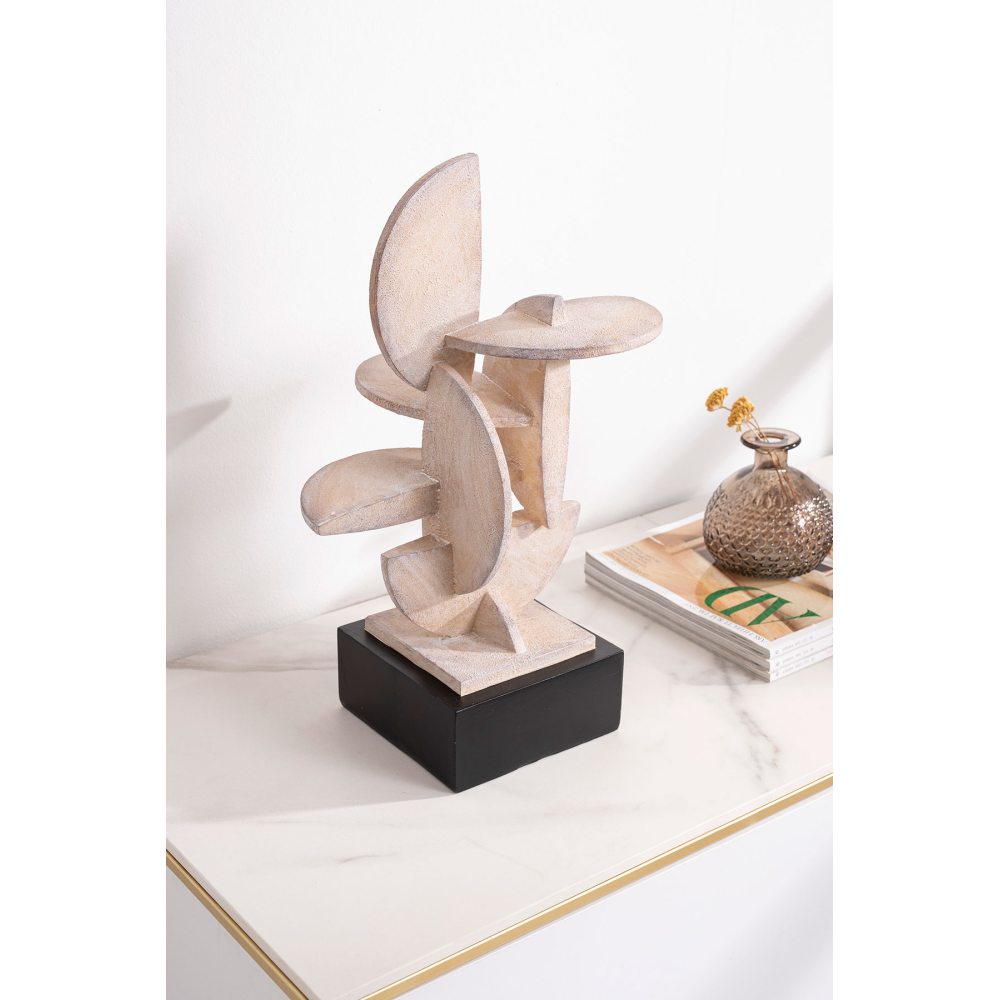 Escultura polyresina efecto piedra, base negro. 28x41x23 m