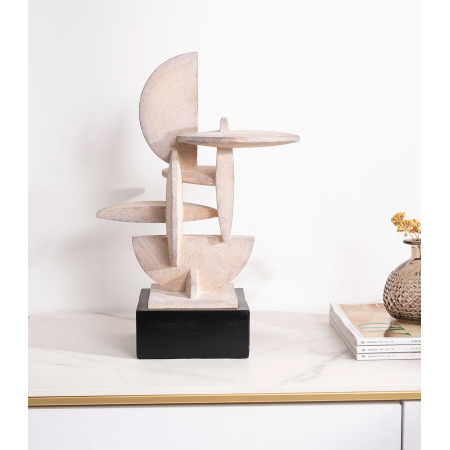 Escultura polyresina efecto piedra, base negro. 28x41x23 m