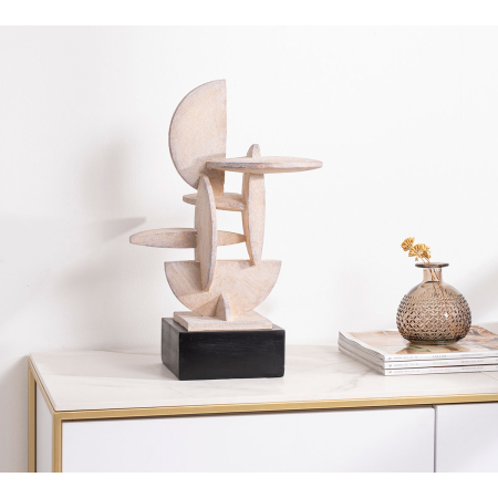 Escultura polyresina efecto piedra, base negro. 28x41x23 m