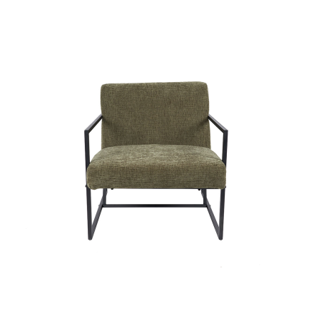 BUTACA FRAME, TAPIZADO VERDE, ESTRUCTURA METAL NEGRO. 78*82*71 CM