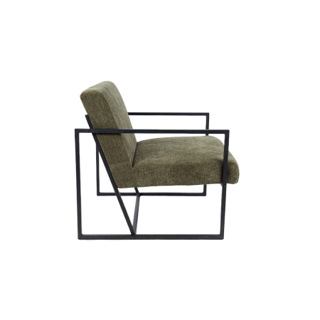 BUTACA FRAME, TAPIZADO VERDE, ESTRUCTURA METAL NEGRO. 78*82*71 CM