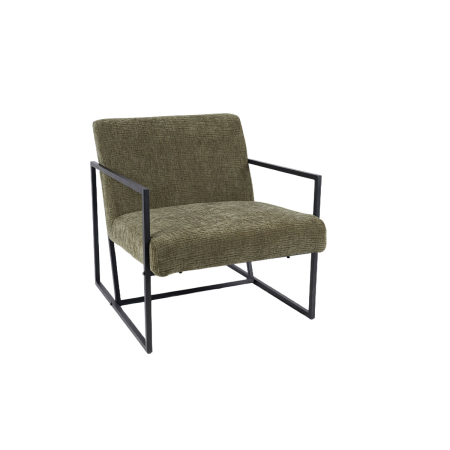 BUTACA FRAME, TAPIZADO VERDE, ESTRUCTURA METAL NEGRO. 78*82*71 CM