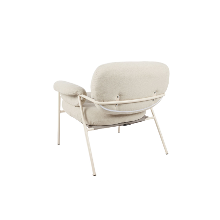 BUTACA HYDE. TAPIZADO BEIGE CLARO, PATAS METAL BLANCO. 73*83*77 CM