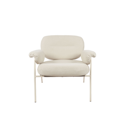 BUTACA HYDE. TAPIZADO BEIGE CLARO, PATAS METAL BLANCO. 73*83*77 CM