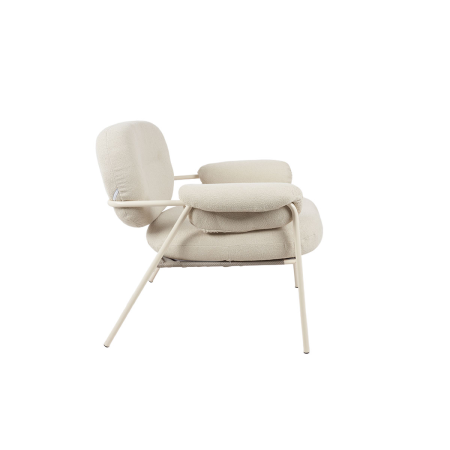 BUTACA HYDE. TAPIZADO BEIGE CLARO, PATAS METAL BLANCO. 73*83*77 CM