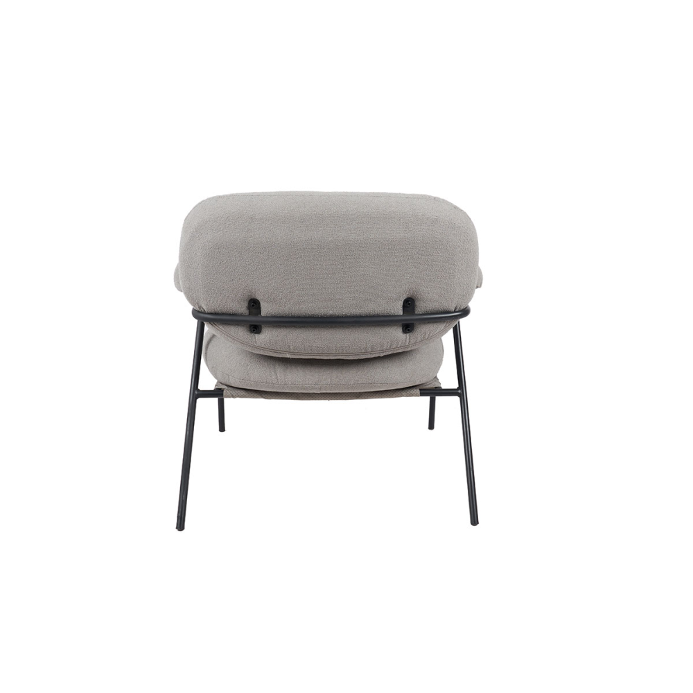 BUTACA HYDE. TAPIZADO GRIS PIEDRA, PATAS METAL NEGRO. 73*83*77 CM