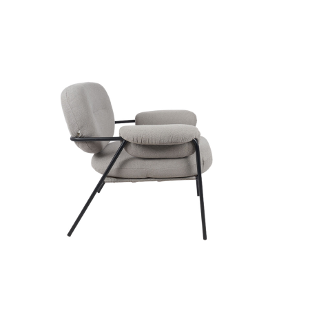 BUTACA HYDE. TAPIZADO GRIS PIEDRA, PATAS METAL NEGRO. 73*83*77 CM