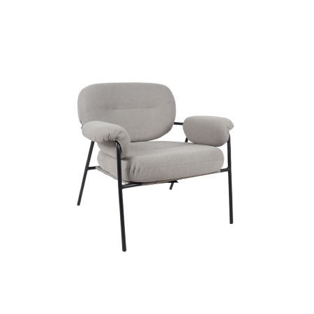 BUTACA HYDE. TAPIZADO GRIS PIEDRA, PATAS METAL NEGRO. 73*83*77 CM