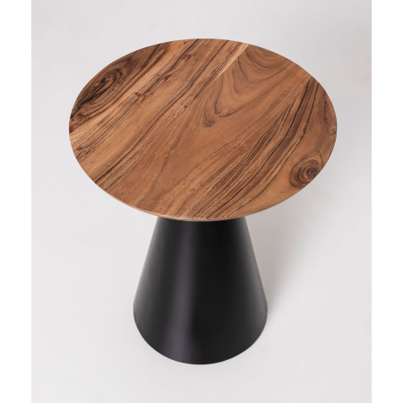 MESA AUXILIAR CON BASE METAL NEGRO Y TAPA DE MADERA DE MANGO. 40*50*40 CM