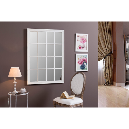 ESPEJO VENTANA BLANCO DECAPADO. 118*85 cm