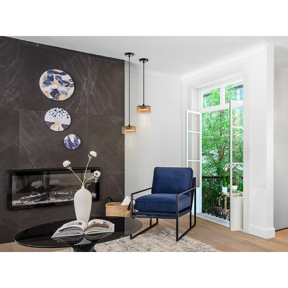 I3-OLAIA- LAMPARA 1L NEGRO-AMBAR