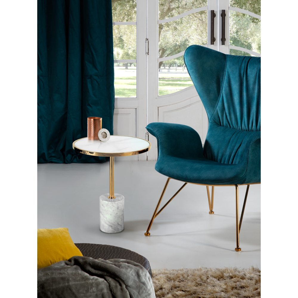 MESA AUX.?DEKALA?BLANCO/ORO ?46