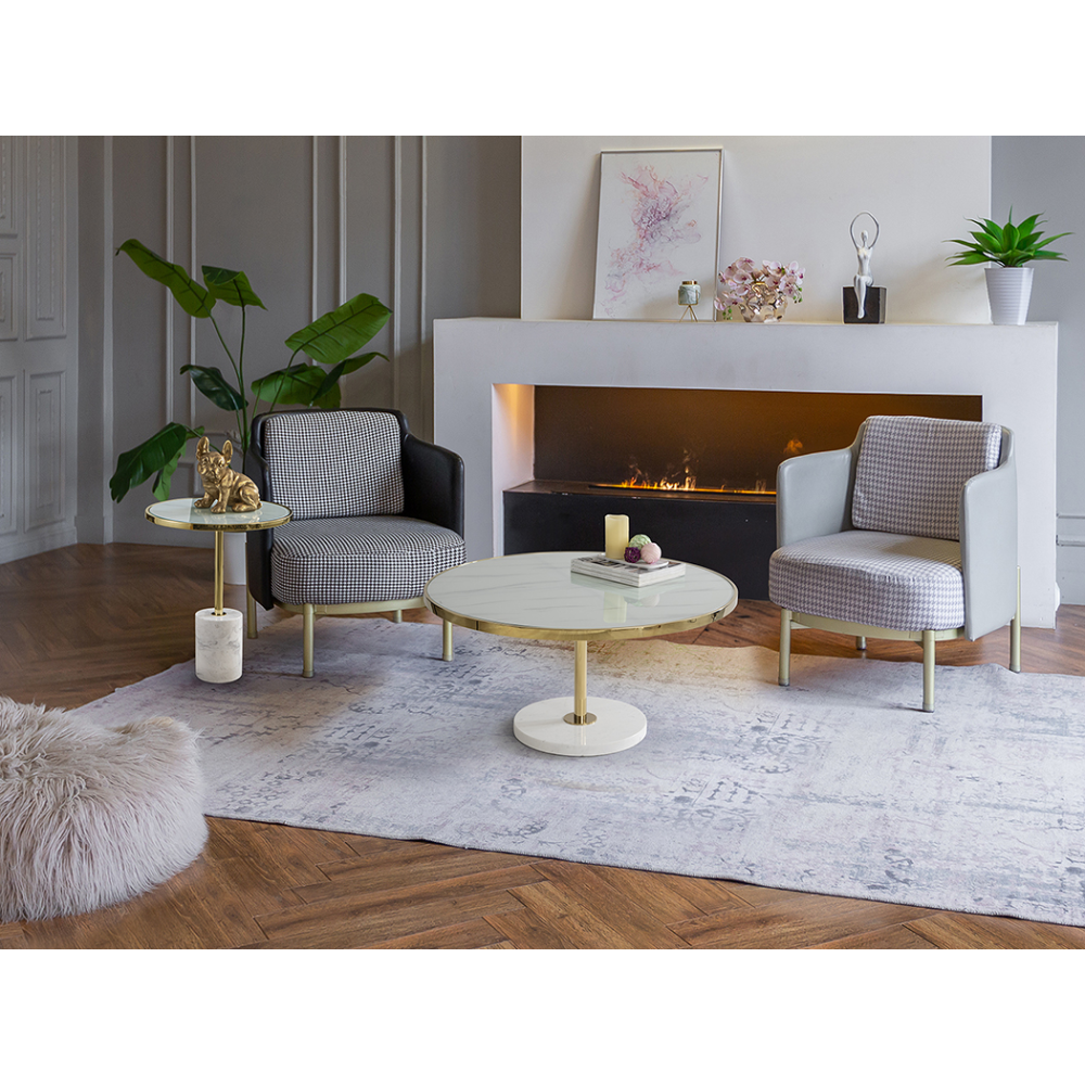 DEKALA- MESA CENTRO BLANCO-ORO D90