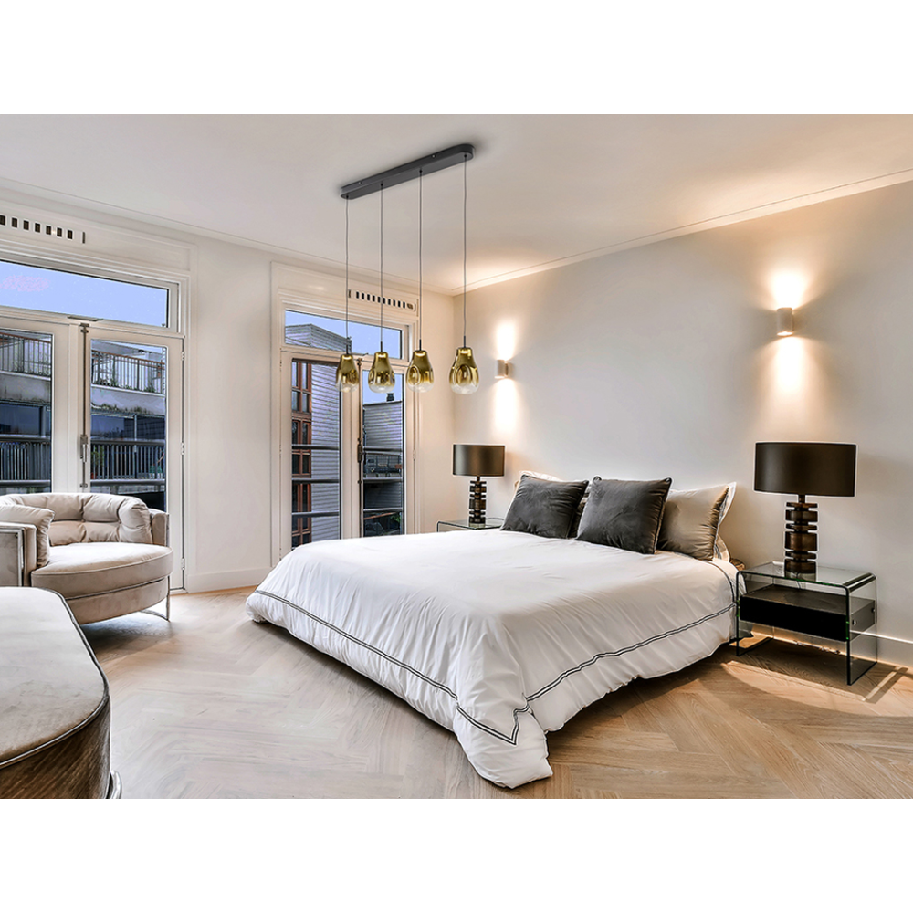 ALEDIS- LAMPARA 4L NEGRO-DORADO