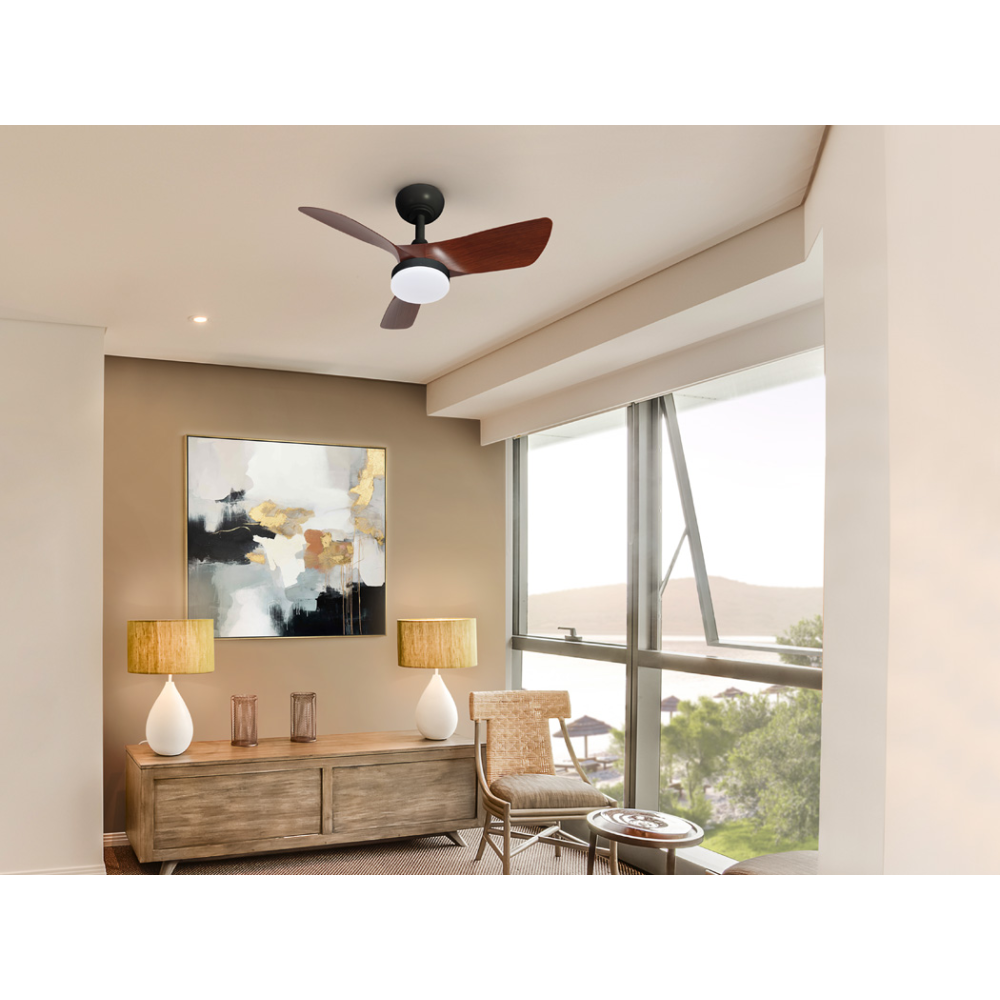 TROPIC- VENTILADOR NEGRO/NOGAL