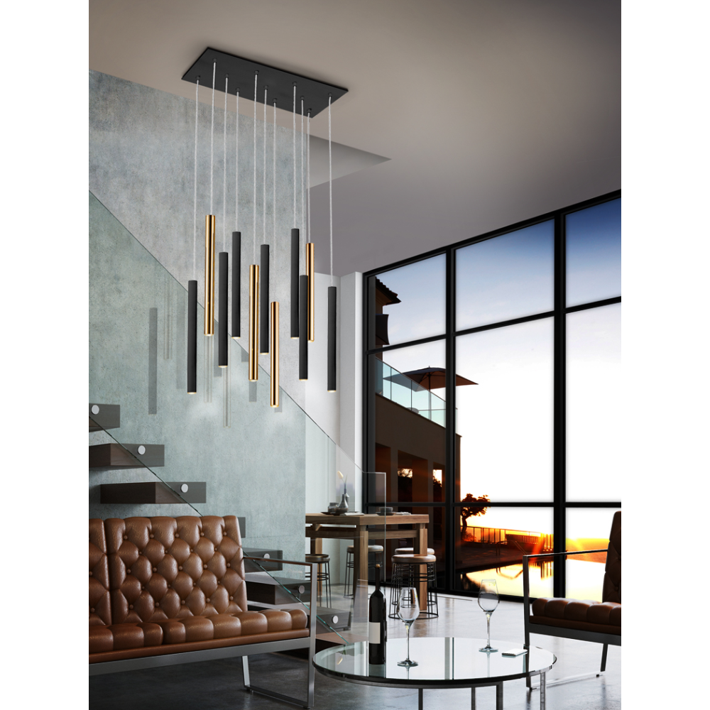 LAMPARA?VARAS?ORO/NEGRO 11L