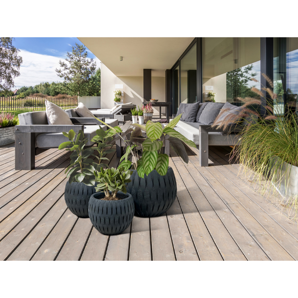 YUCA- SET 3 MACETEROS-NEGRO