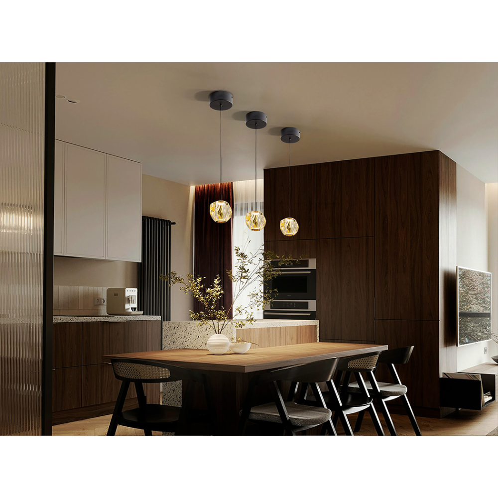 ZARIA- LAMP 1L- NEGRO/BRONCE/AMBAR