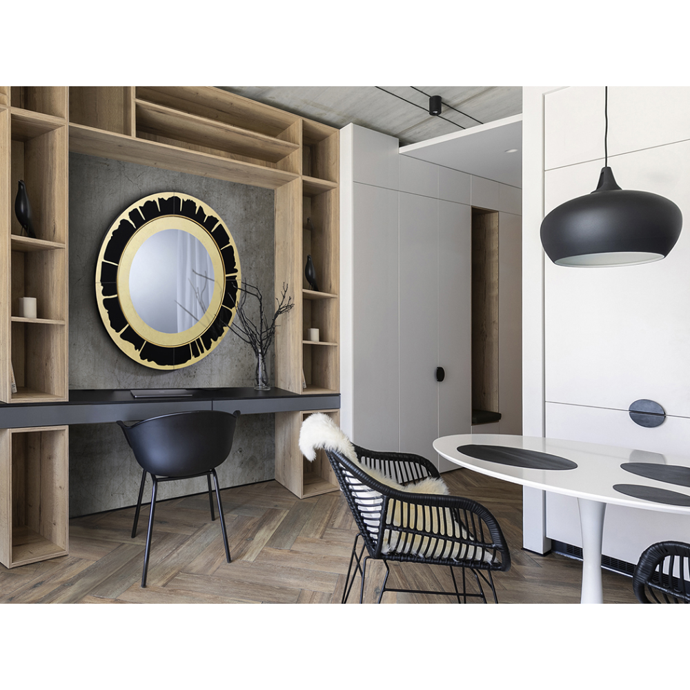 OCASO- ESPEJO PAN DE ORO-NEGRO D90