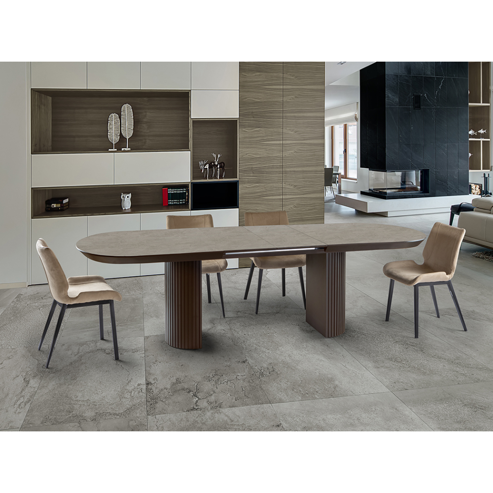 IRATI -MESA COMEDOR- PIEDRA/MARRON