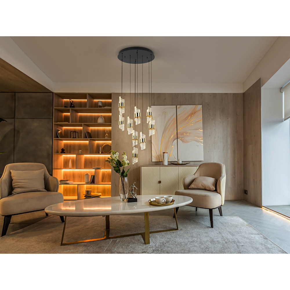 ILIADA- LAMPARA 9L NEGRO-ORO D50