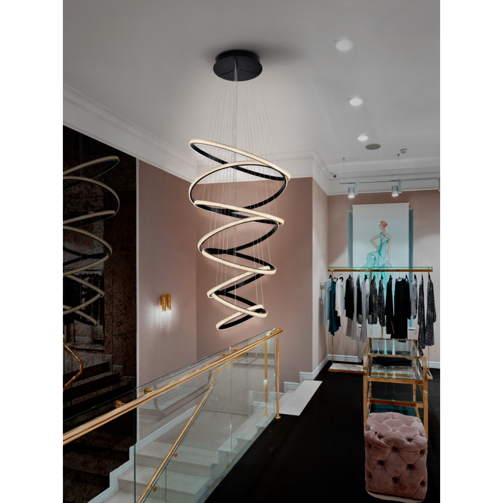 RING-LAMP 8 AROS NEGRO 3000K DIMABLE