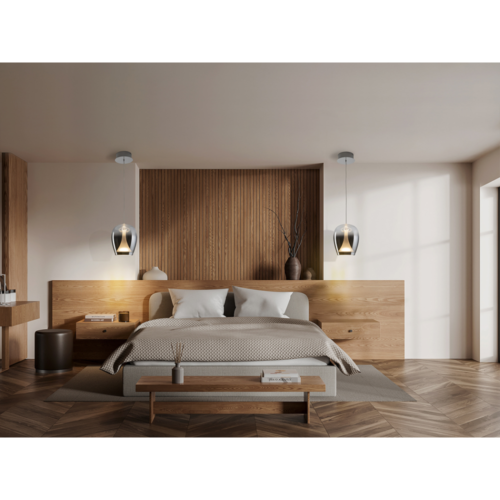 SUSPIRO- LAMPARA CROMO/SMOKY D18