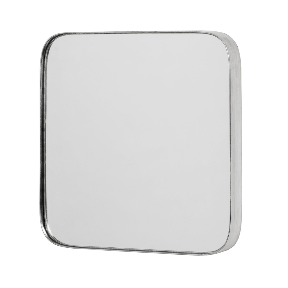 ESPEJO CANTO REDONDO PLATA. 41*41 cm