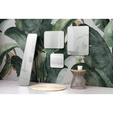 ESPEJO CANTO REDONDO PLATA. 41*41 cm