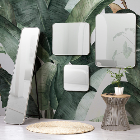 ESPEJO CANTO REDONDO PLATA. 41*41 cm