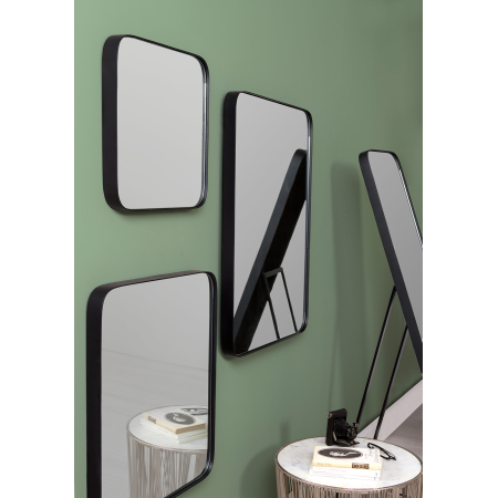 ESPEJO CANTO REDONDO NEGRO 60x80cm