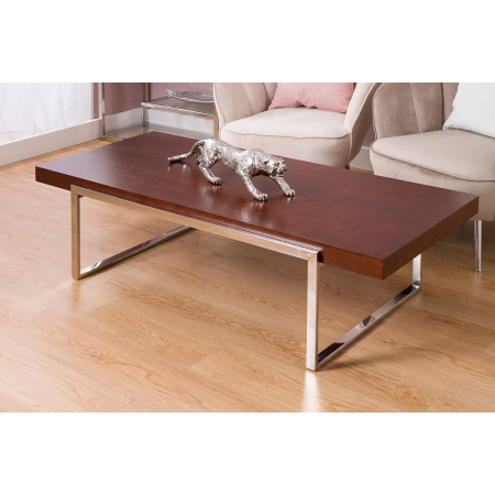 MESA SOFA ACERO + MADERA NATURAL. 140*63*39 cm