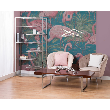 MESA SOFA ACERO + MADERA NATURAL. 140*63*39 cm