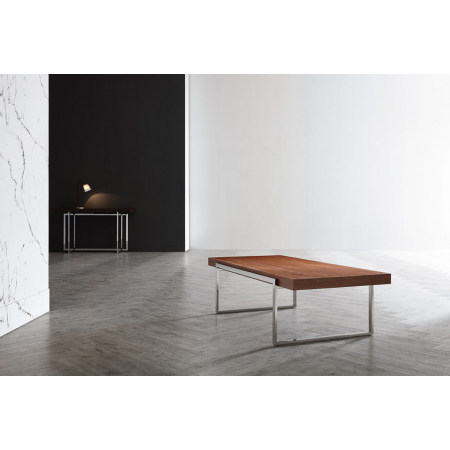 MESA SOFA ACERO + MADERA NATURAL. 140*63*39 cm