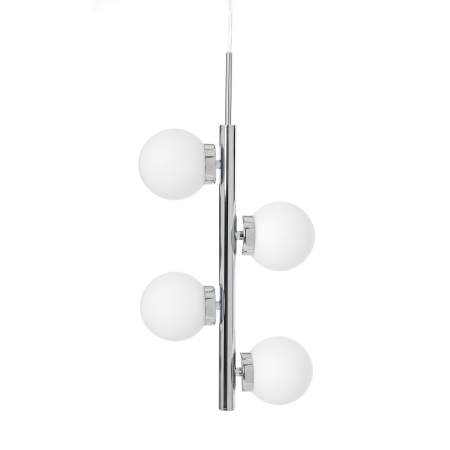 LÁMPARA TECHO TUBO METAL CROMADO DORADO Y TULIPA ESFERA CRISTAL BLANCO