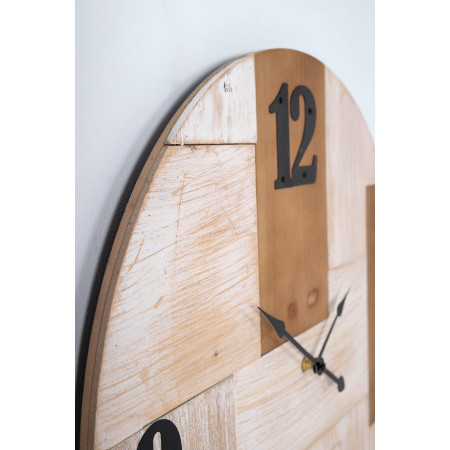 RELOJ PARED EFECTO PATCHWORK MADERA. 50x50cm