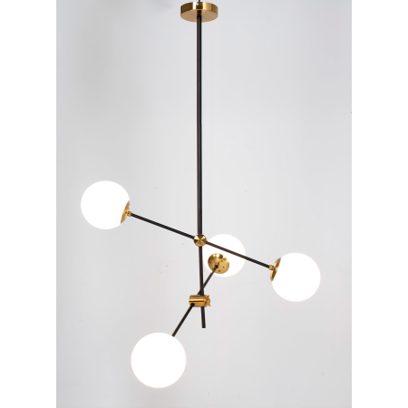 LAMPARA TECHO METAL NEGRO, BOLAS CRISTAL BLANCAS. 100*36*36 cm