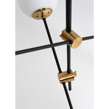 LAMPARA TECHO METAL NEGRO, BOLAS CRISTAL BLANCAS. 100*36*36 cm