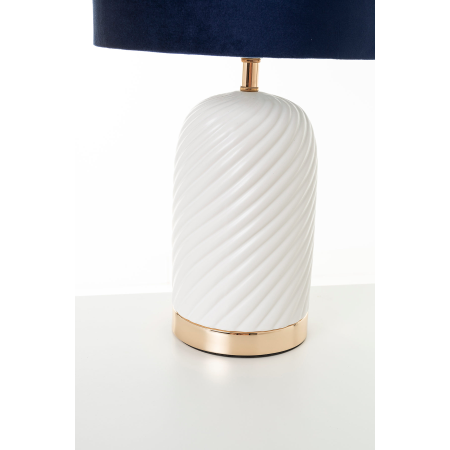 LÁMPARA CERÁMICA PANTALLA TERCIOPELO AZUL 58*28*28CM