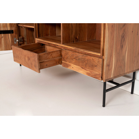 APARADOR ACACIA CON LUZ Y PATAS METAL 140*40*80 CM