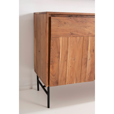 APARADOR ACACIA CON LUZ Y PATAS METAL 140*40*80 CM