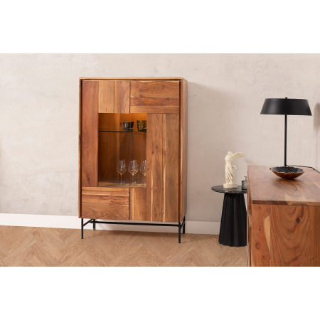 APARADOR ACACIA CON LUZ Y PATAS DE METAL 150*96*40 CM