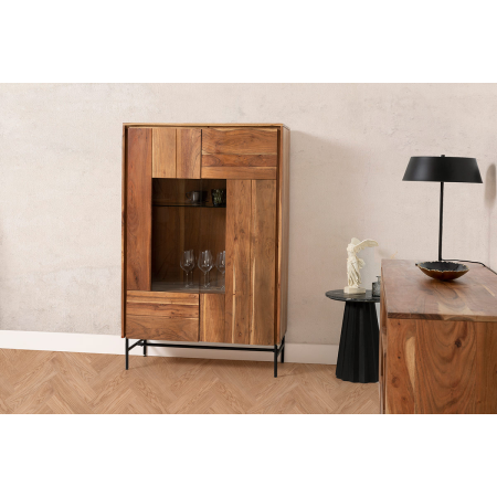 APARADOR ACACIA CON LUZ Y PATAS DE METAL 150*96*40 CM