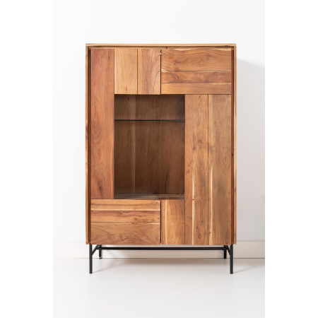 APARADOR ACACIA CON LUZ Y PATAS DE METAL 150*96*40 CM