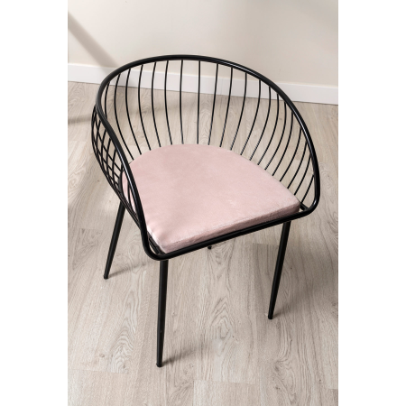 SILLA DE ASIENTO EN TERCIOPELO ROSA Y ESTRUCTURA NEGRO 80*55*57 CM