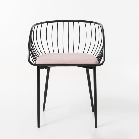SILLA DE ASIENTO EN TERCIOPELO ROSA Y ESTRUCTURA NEGRO 80*55*57 CM